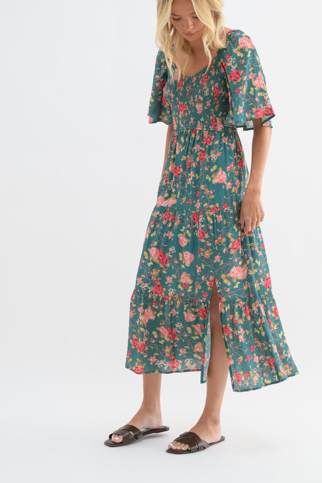 Tessa Flutter Sleeve Midi Dress