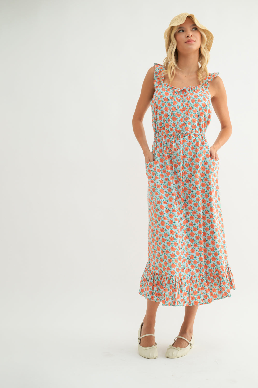 Suzanna Ruffle Sleeve Midi Dress