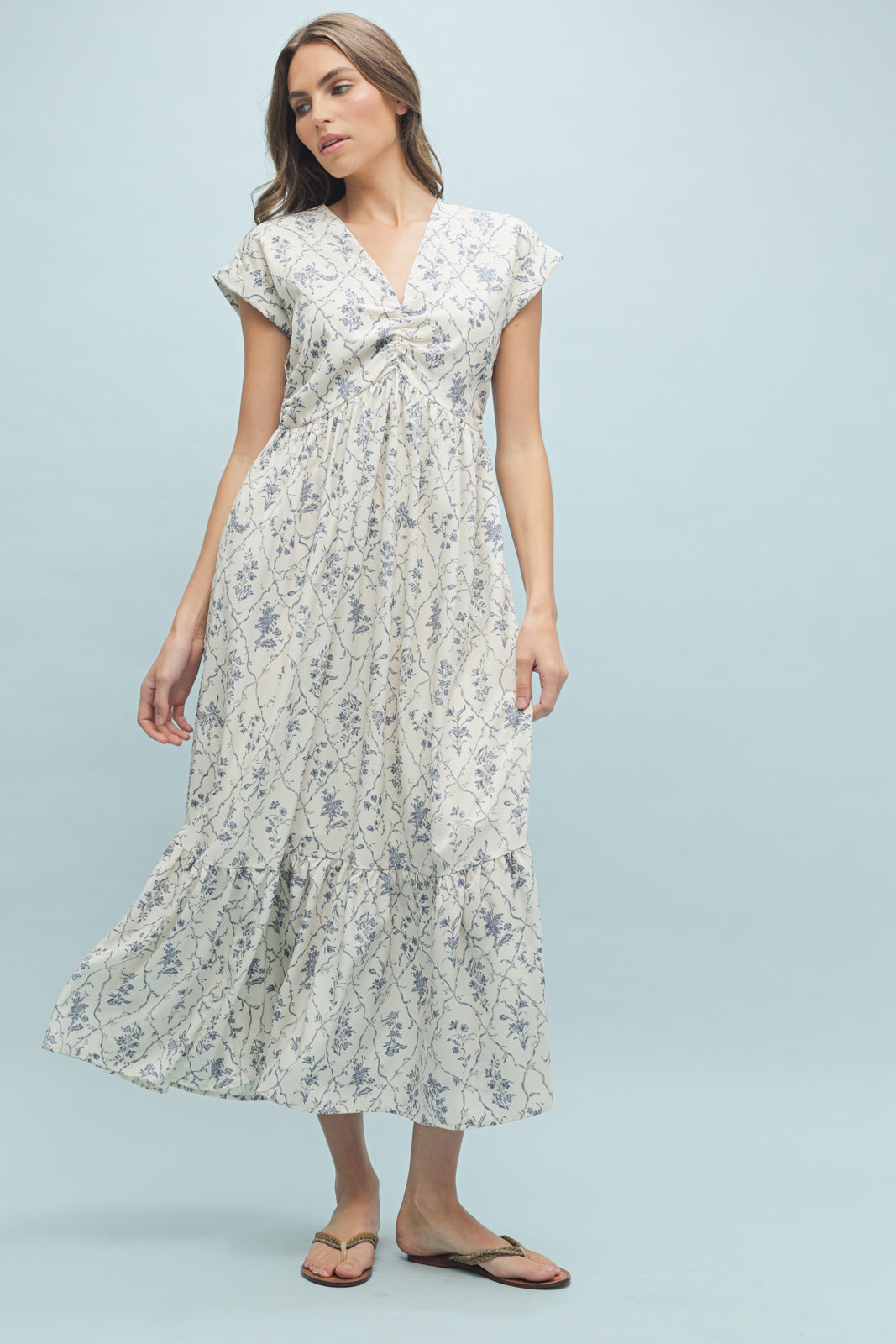 Stella Floral Cinched Midi Dress