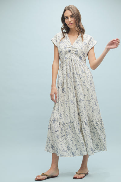 Stella Floral Cinched Midi Dress