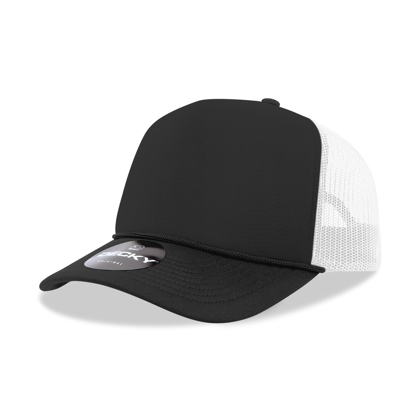 The Park Wholesale - Decky 6025 - Mid Profile, 5 Panel Foam Trucker Hat - 6025: Black