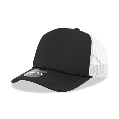 The Park Wholesale - Decky 6025 - Mid Profile, 5 Panel Foam Trucker Hat - 6025: Black