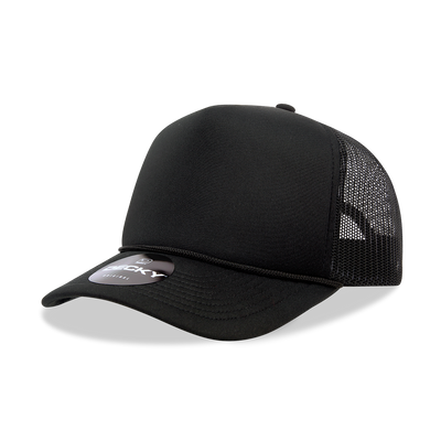 The Park Wholesale - Decky 6025 - Mid Profile, 5 Panel Foam Trucker Hat - 6025: Black