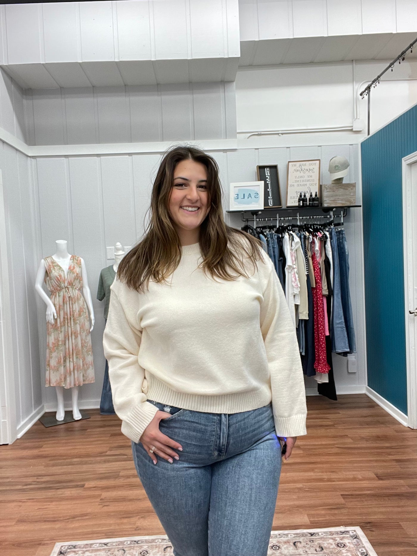 Molly Drop Shoulder Ruched Sweater