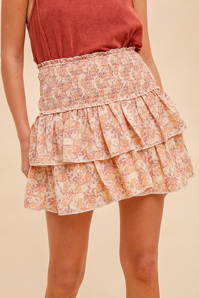 Stella Floral Print Smocked Mini Skirt