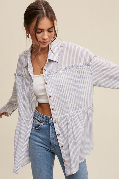 Piper Pinstripe Button Up Top