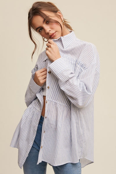 Piper Pinstripe Button Up Top