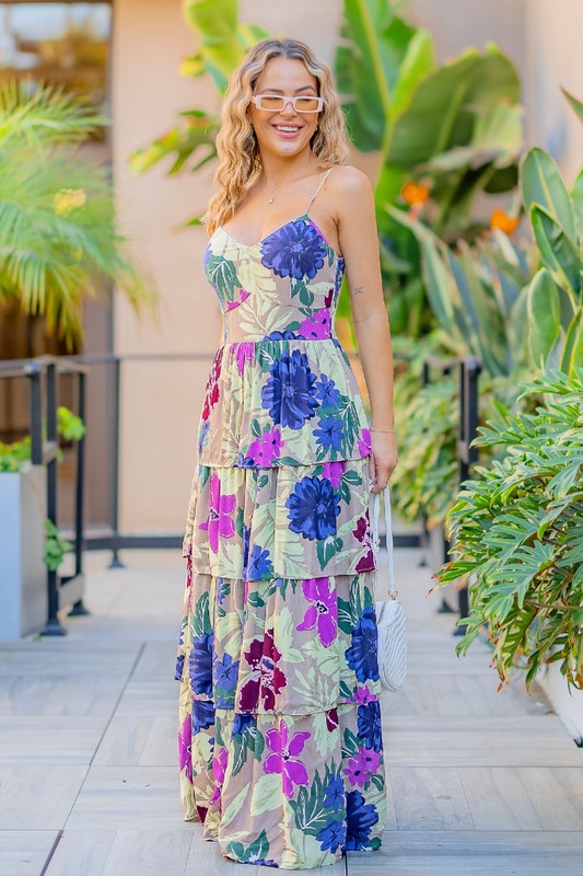 Jennifer Floral Print Maxi Dress