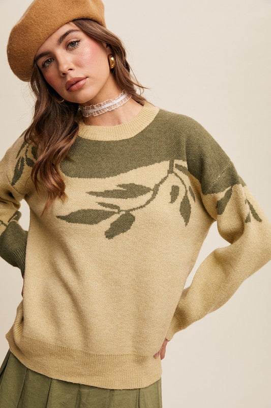 Stefani Leaf Design Sweater