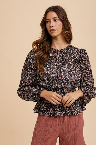 Jaelin Printed Peplum Blouse