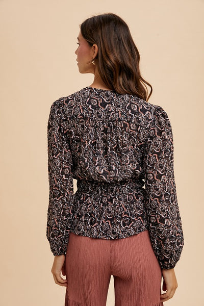 Jaelin Printed Peplum Blouse