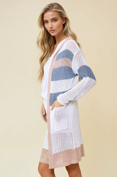 Erika Striped Hoodie Cardigan