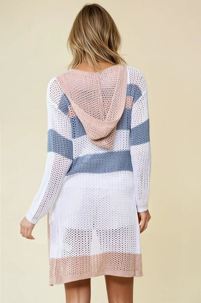 Erika Striped Hoodie Cardigan