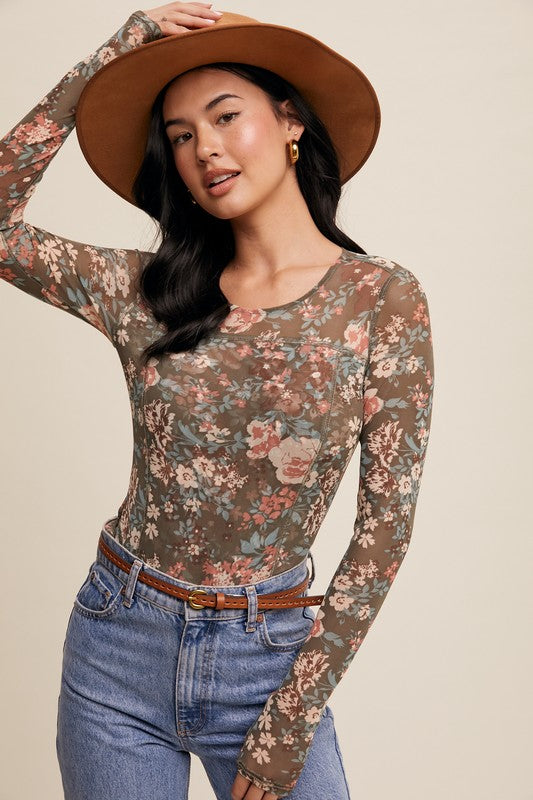 June Floral Mesh Top