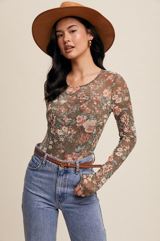 June Floral Mesh Top