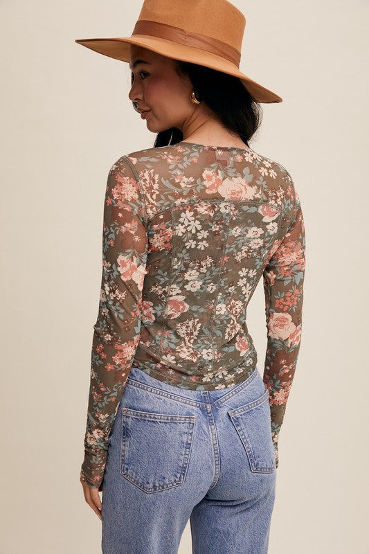 June Floral Mesh Top