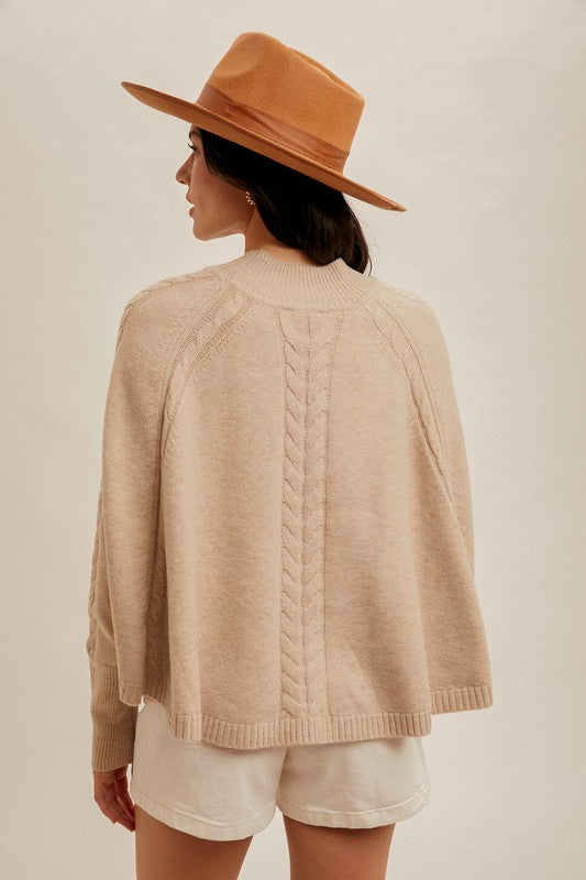 Lauren Cable Knit Sweater Poncho