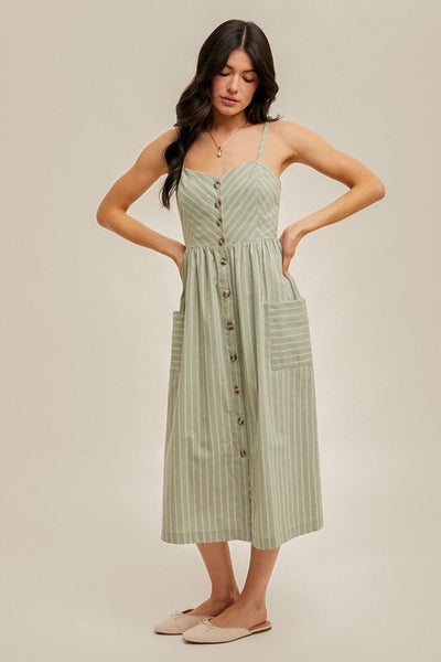 Danielle Striped Button Down Midi Dress