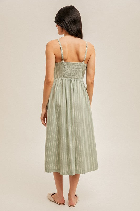 Danielle Striped Button Down Midi Dress