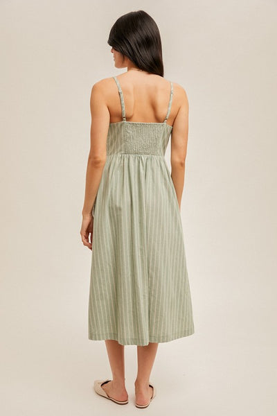 Danielle Striped Button Down Midi Dress