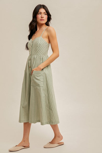 Danielle Striped Button Down Midi Dress