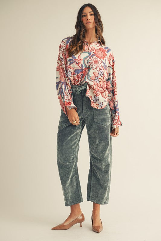 Royale Floral Print Feathered Shirt