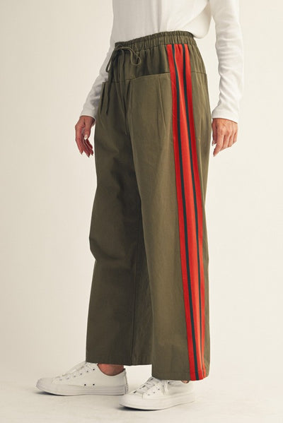 Morgan Wide Leg Striped Drawstring Pant