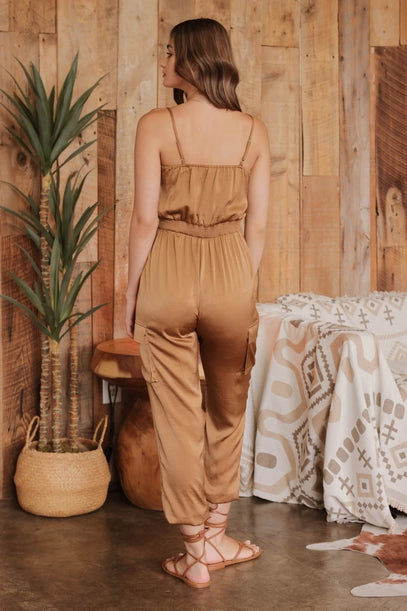 Lynette Satin Cargo Jumpsuit