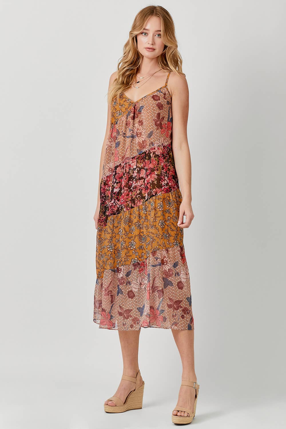 Mystree - 60071 Print Mixed Maxi Dress: Medium / Floral Mix