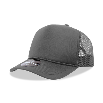 The Park Wholesale - Decky 6025 - Mid Profile, 5 Panel Foam Trucker Hat - 6025: Black