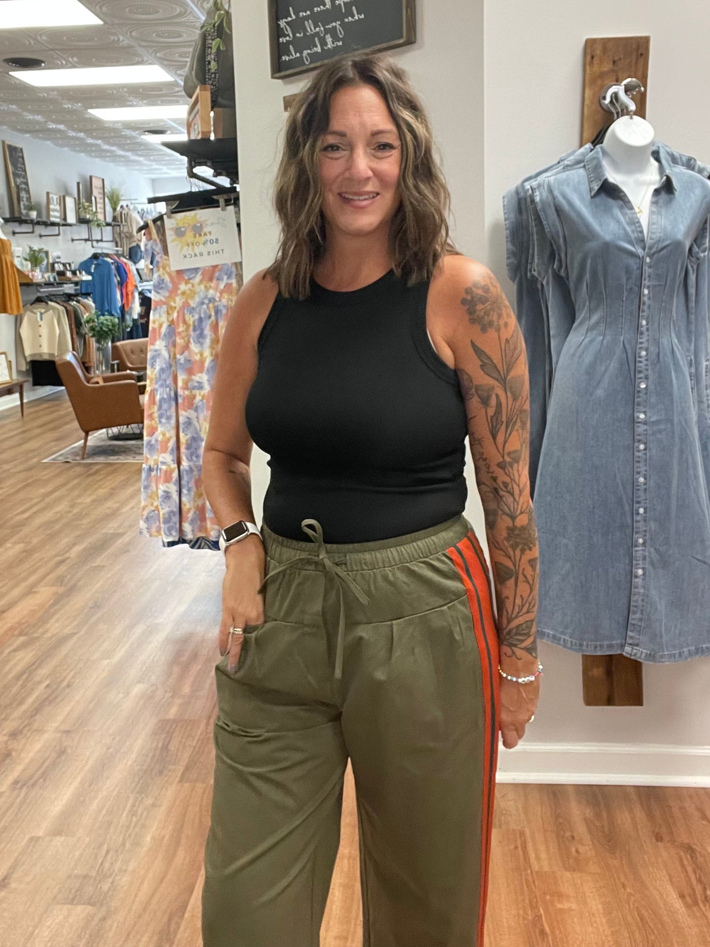 Morgan Wide Leg Striped Drawstring Pant