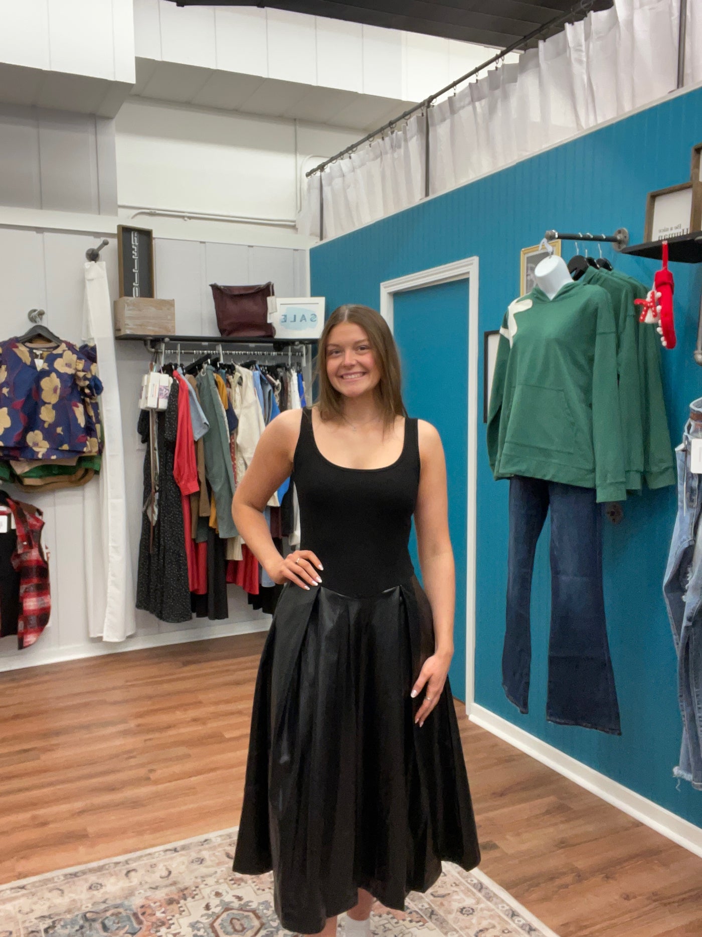 Chrissy Faux Leather Midi Dress