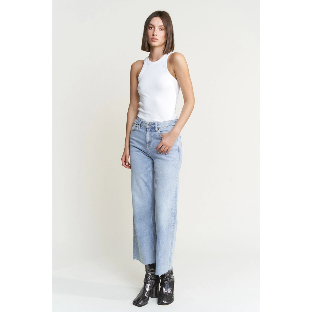 Sanibel Mid Rise Wide Leg Denim