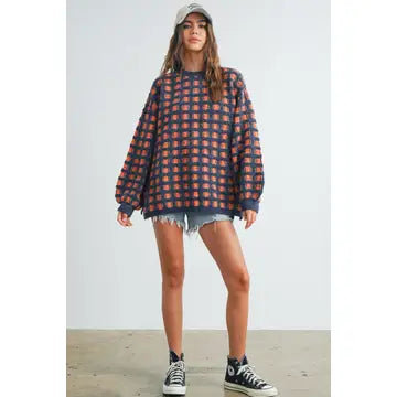 Spirit Checkered Oversized Sweater