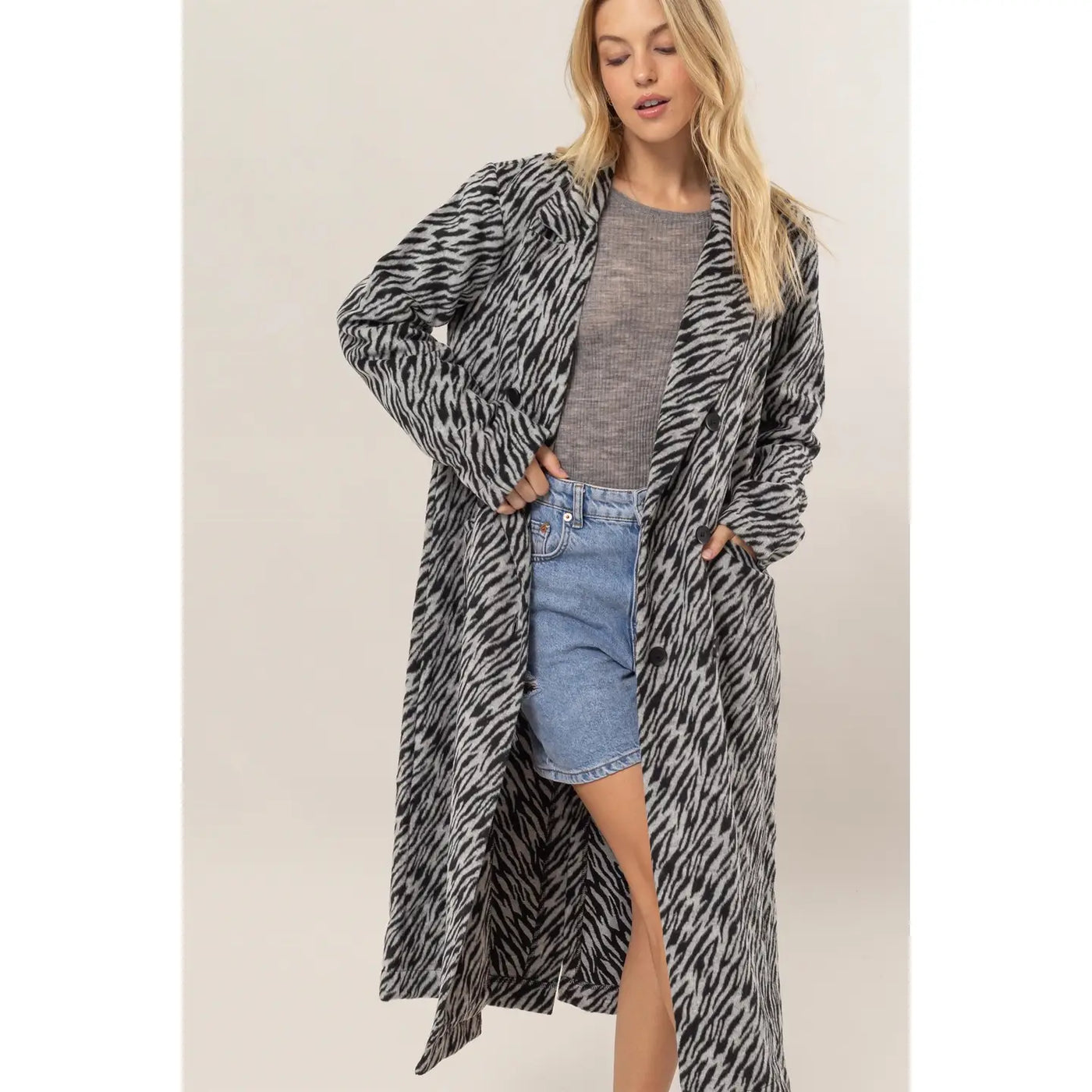 Classic Zebra Pattern Long Coat