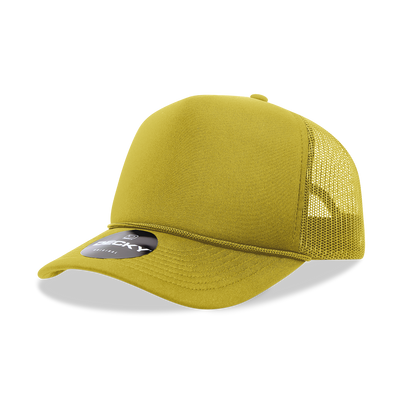 The Park Wholesale - Decky 6025 - Mid Profile, 5 Panel Foam Trucker Hat - 6025: Gold