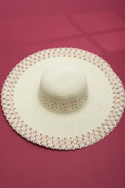 Wall To Wall Accessories - CLASSIC EDGE PANAMA STRAW SUN HAT | 40HW606: WHITE