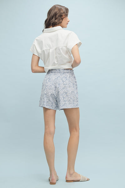 Alex Print Elastic Waist Shorts
