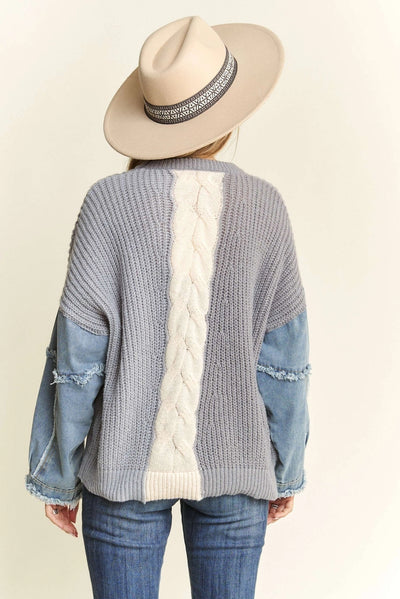 Lucy Colorblock Denim Sleeve Sweater