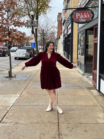 Bella Velvet Babydoll Mini Dress