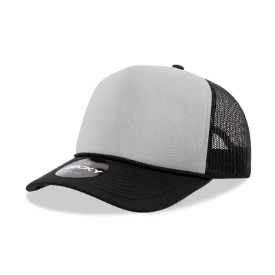 The Park Wholesale - Decky 6025 - Mid Profile, 5 Panel Foam Trucker Hat - 6025: Black