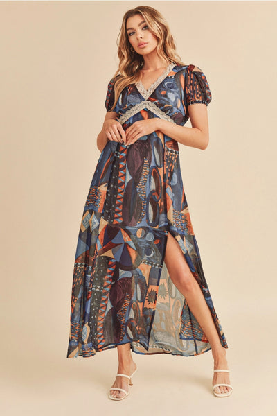 Nabi Printed Geometric Maxi Dress