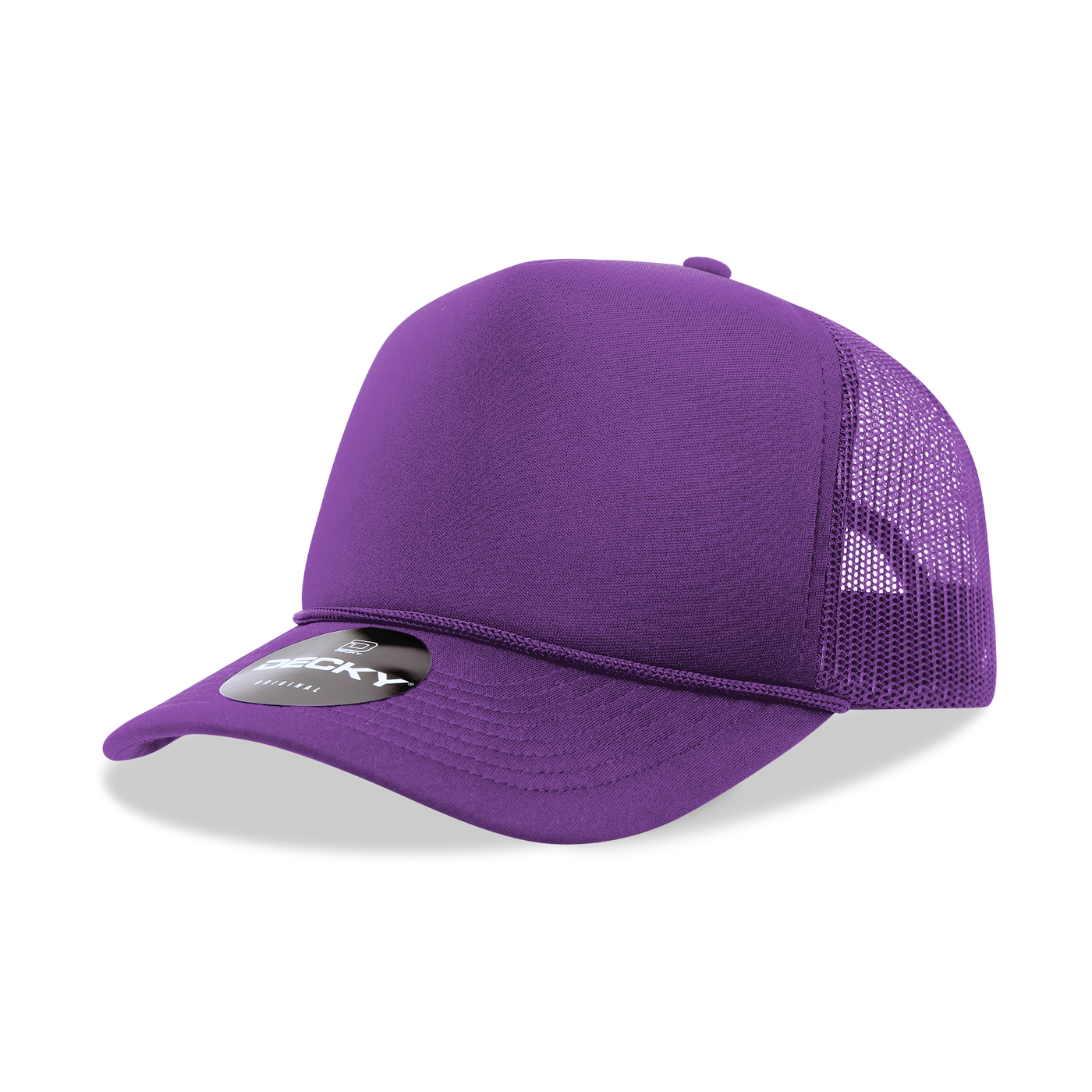 The Park Wholesale - Decky 6025 - Mid Profile, 5 Panel Foam Trucker Hat - 6025: Purple