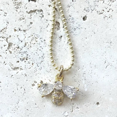 Bee Crystal Gold Necklace