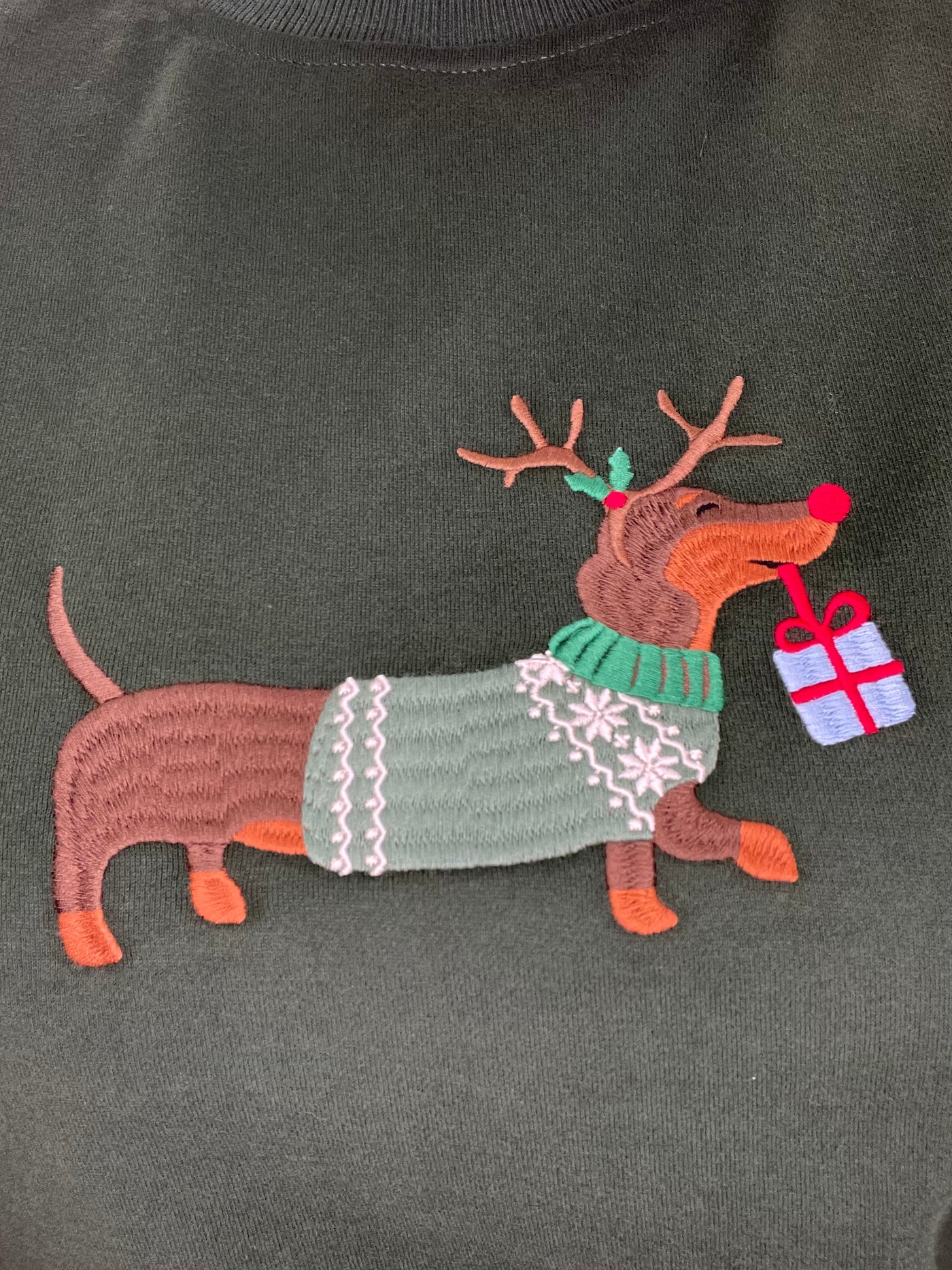 Weiner Dog Graphic Holiday Sweatshirt