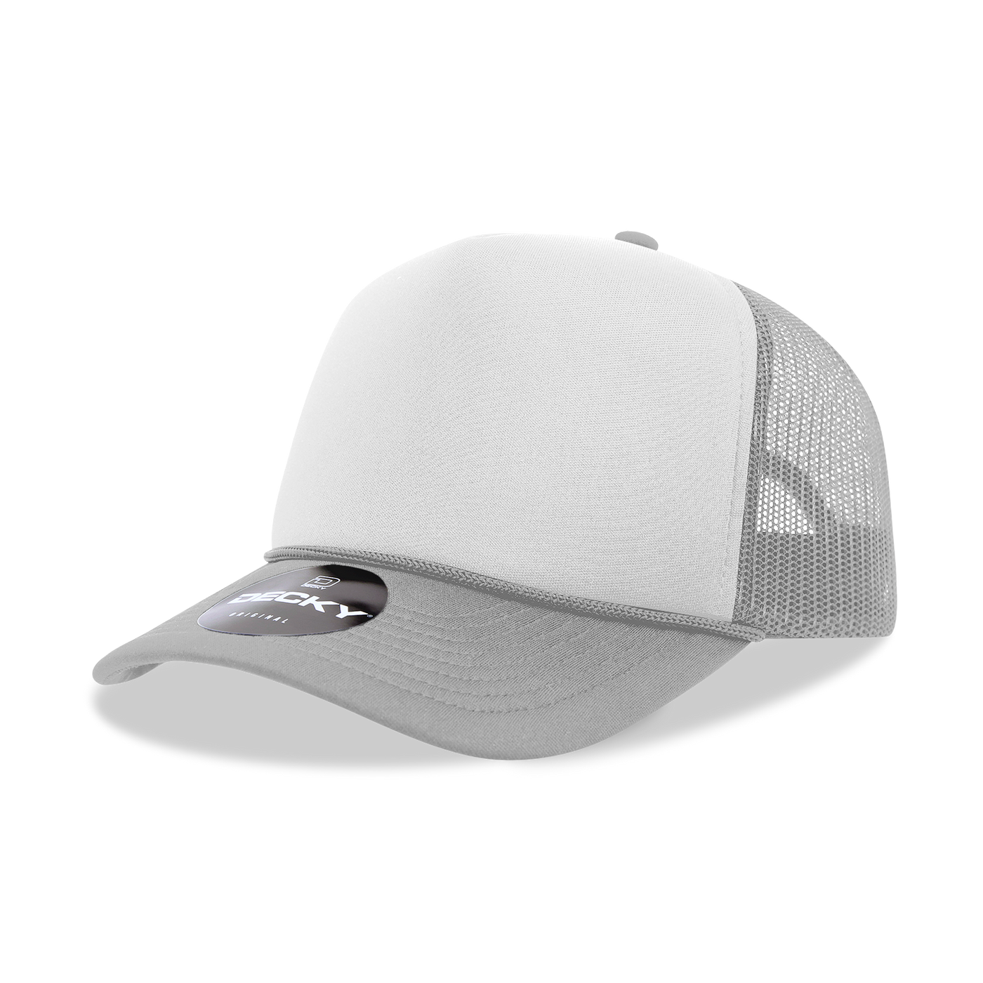 The Park Wholesale - Decky 6025 - Mid Profile, 5 Panel Foam Trucker Hat - 6025: Gry/Wht/Gry