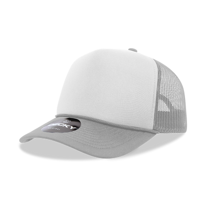 The Park Wholesale - Decky 6025 - Mid Profile, 5 Panel Foam Trucker Hat - 6025: Gry/Wht/Gry