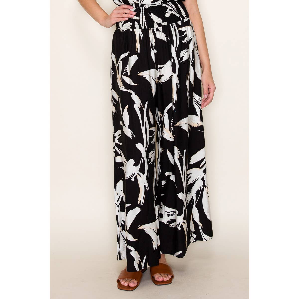 STACCATO - FLORAL PRINT PANTS: NAVY / S-M-L-XL(2-2-2-1)