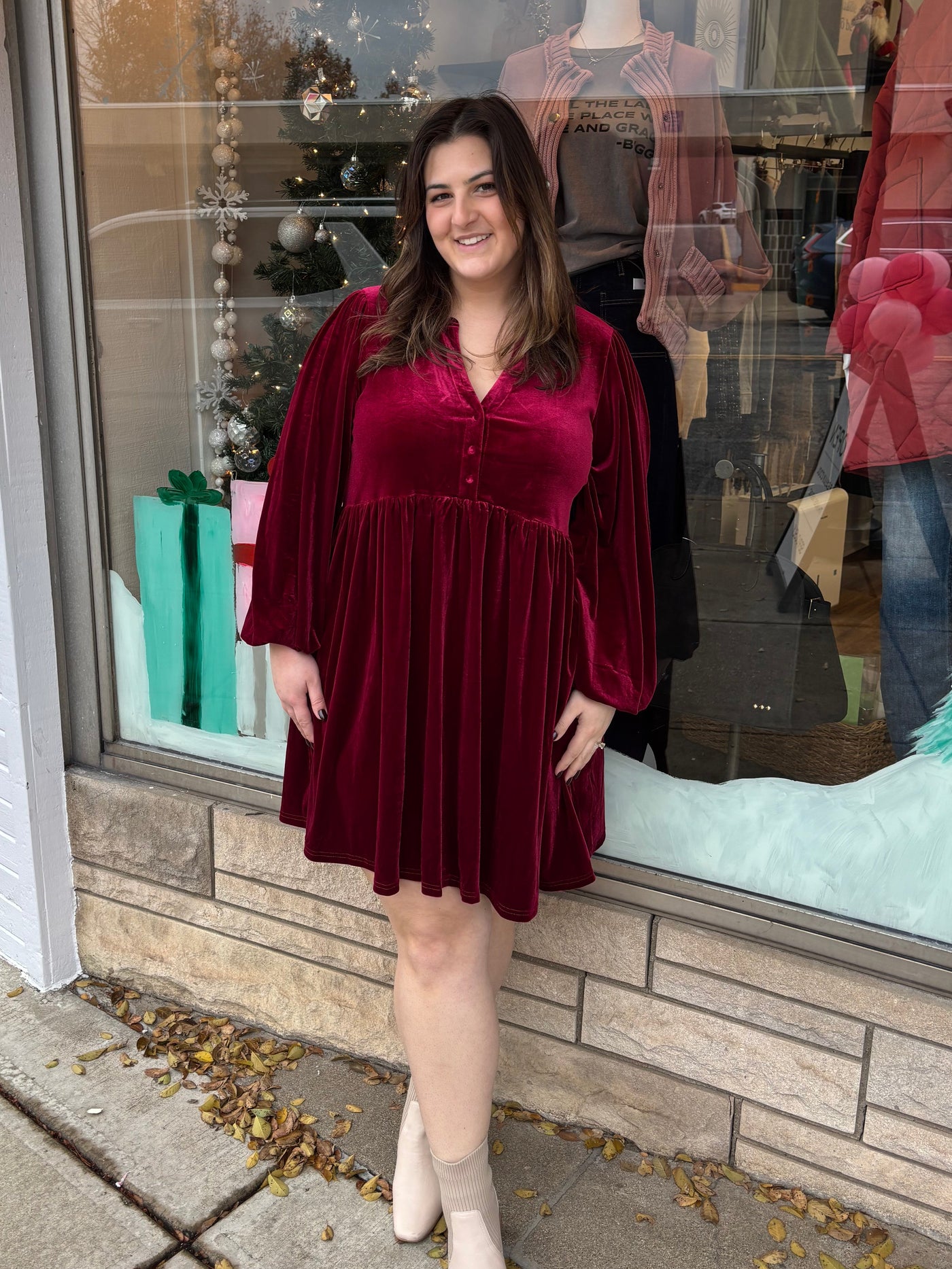 Bella Velvet Babydoll Mini Dress