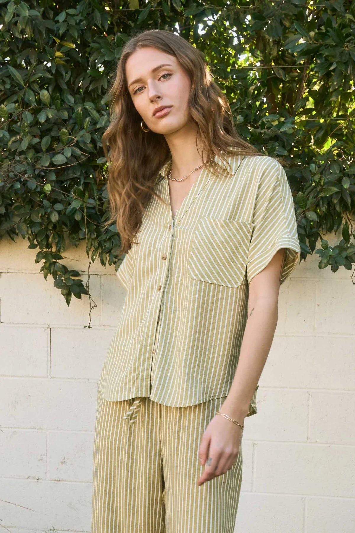 Finn V Neck Striped Collared Top